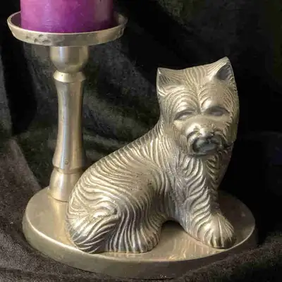 Westie; VINTAGE: In Memory Pewter Candle Holder, View more