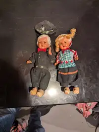 Vintage hand carved wooden Holland dolls