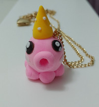 Handmade clay pink icecream cone  octopus necklace