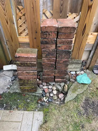 40 small red square garden bricks more available if needed., View more