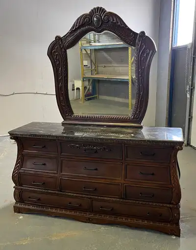 Solid wood dresser with granite countertop, View more