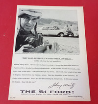 1961 FORD GALAXIE HARD DRIVING TESTS VINTAGE ORIG. AD - RETRO