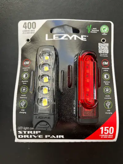 Lezyne front and rear bicycle lights new, View more