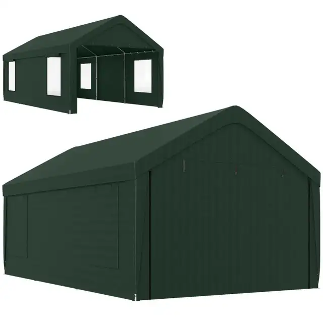 12’x’20’x9.8’, Carport w/2 Roll-Up Doors, 4 Windows, Dark Gree in Outdoor Tools & Storage in Markham / York Region - Image 3