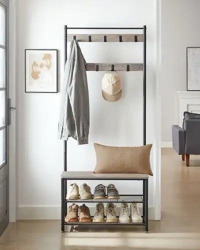 VASAGLE Coat Rack with Shoe Storage Bench, View more