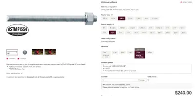 Hilti #385430- 5/8-inch by 12-inch HAS-E carbon steel anchor rod, View more