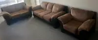 3-piece Leather-suede living room set