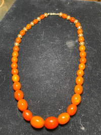 Vintage Natural Genuine Amber Necklace Graduated Beads