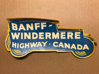 Antique 1923 Banff Windermere Highway Grand Opening Decal