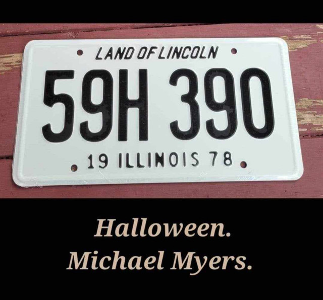 Plaque d'immatriculation, Halloween. Michael Myers. Embossée. dans Art et objets de collection  à Laval/Rive Nord
