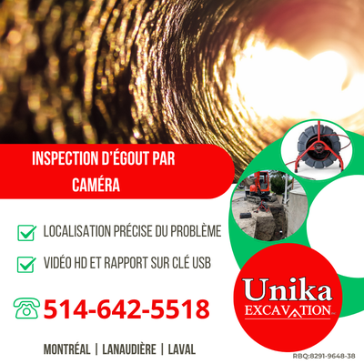 Inspection / remplacement égout- Montréal/ Lanaudière/ Laval, View more
