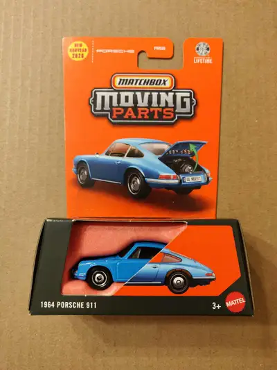 New Matchbox Moving Parts 1964 Porsche 911 1/64 diecast car with opening engine compartment feature...