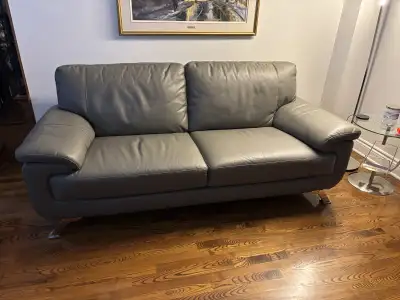 2 sofas cuir gris, View more