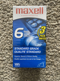 3 Pack Maxell VHS T-120 6 Hour Standard Grade VCR Blank tapes