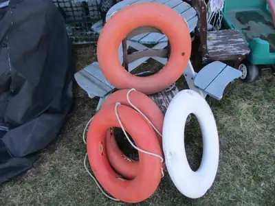 3 Aero-Buoy 20" pieces & 1 Olympic. Damaged but can be used on side of wharf to protect docking boat...