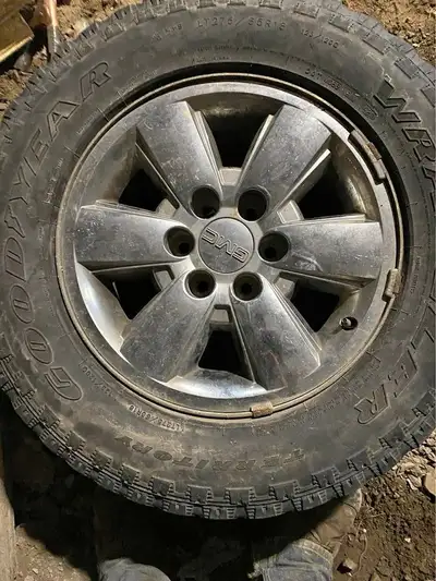 2011 GMC sierra 4x4 rims. Good condition. 2 have worn tires all 4 sensors and bucket of lug nuts. 6...