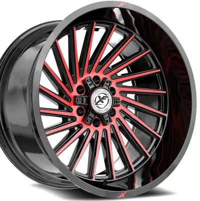 New XF OFFROAD 239 22x12 6x135 / 6x139.7 -44 Gloss Black Red Machined $ 1400 plus hst per set of 4 r...