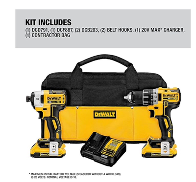 DEWALT DCK283D2 20V Brushless Cordless Drill, Impact & Battery, View more