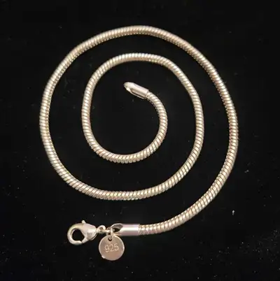 NEW 19 gram Solid 925 Silver Chain. 40cm Long, 3mm Thick, View more