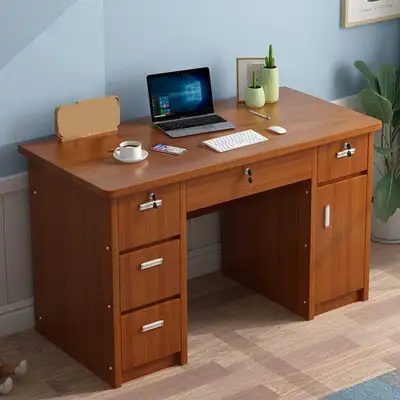Rectangular Writing Desk with Locking Drawers Office Desk Wood , View more