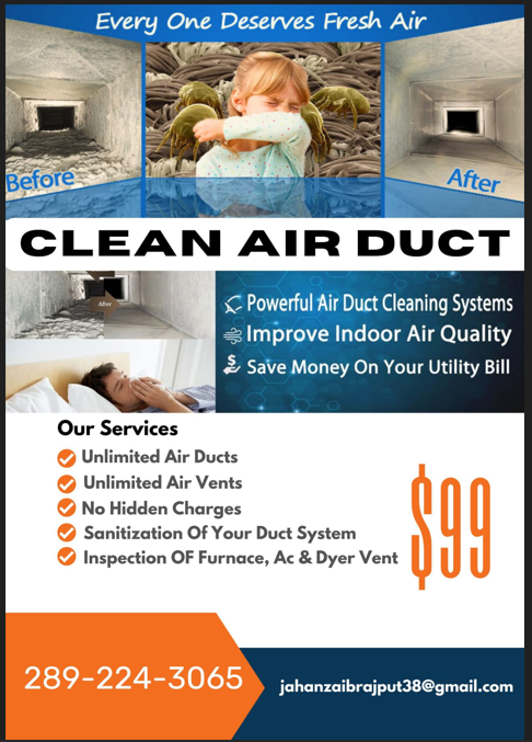  DUCT CLEANING SPECIAL — ONLY $99! *