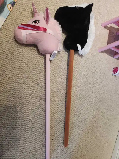 These Pony/Unicorn stick horses are ready for a new home! Featuring one unicorn and one classic hors...