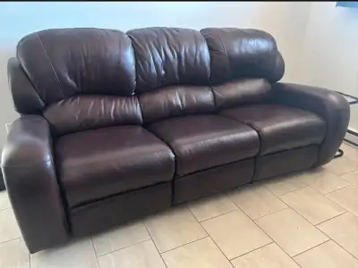 Mobilier salon en cuir sofa et fauteuil  inclinable style Elran, View more