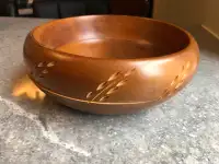 Wooden Baribocraft Wheat Pattern Bowl - Made in Canada