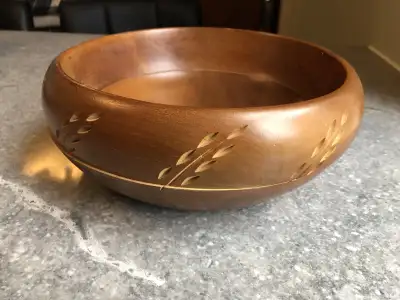 Wooden Baribocraft Wheat Pattern Bowl - Made in Canada, View more