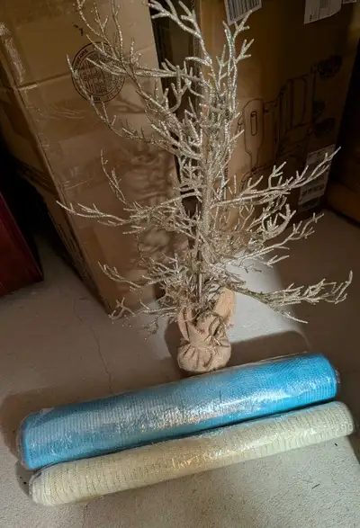Glitter Twig Tree and Deco Mesh, View more