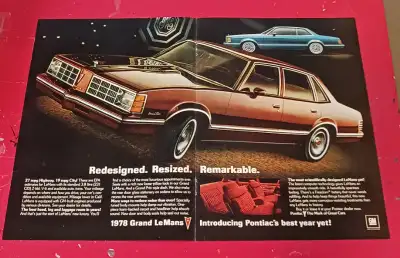 Une annonce originale de revue 1978, et mesure 11 x 16 pouces et en belle etat. Belle annonces en ar...