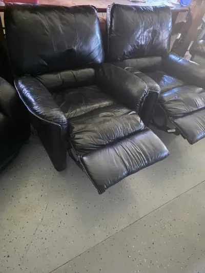 Two Black Leather Chair Recliners, View more