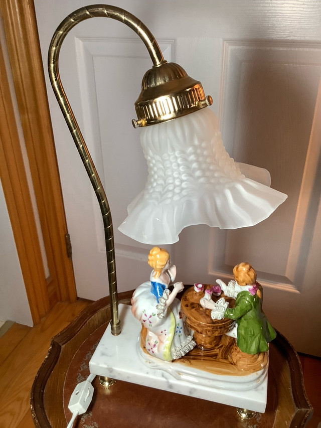 Antique Victorian Meissen Style Porcelain Lamp on a Marble Base in Indoor Lighting & Fans in Belleville - Image 4