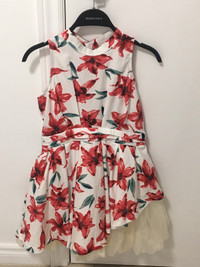 Floral Flowy Flower Pattern Dress White/Red Size Small