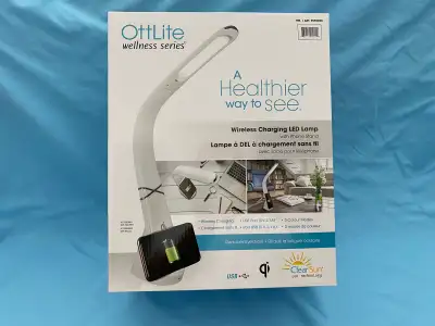 Ottlite Wireless Charging LED Desk Lamp w Phone Stand, View more