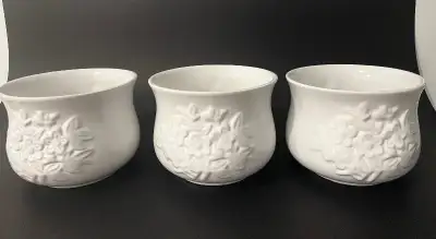 3 White Ceramic Planter Pots, View more