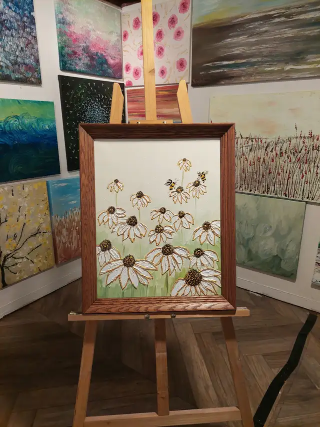 Original Painting, Echinacea, framed in Arts & Collectibles in Hamilton - Image 3