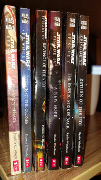 Star Wars 1-6 Set of Novels Books. NEW. Soft Cover. Movie pics