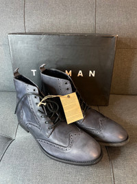 Topman Genuine Leather Wingtip Brogue Boots