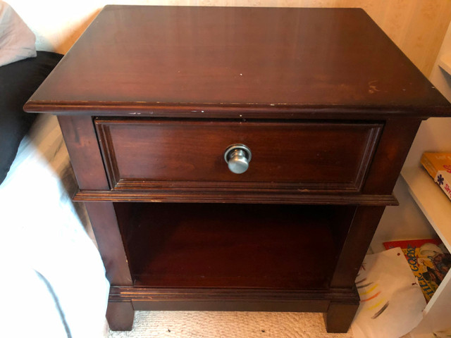 I deliver! Solid Wood Bedside Table with Drawer in Arts & Collectibles in St. Albert