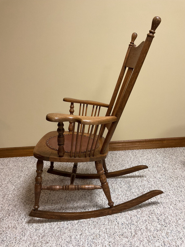 Antique press back rocking chair in Chairs & Recliners in Norfolk County - Image 2