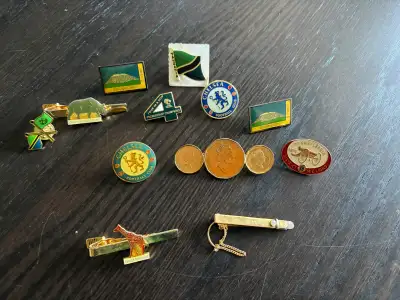 Vintage Assorted Lapel Pins and Tie Clips Collection, View more