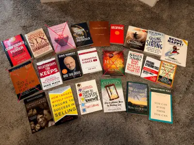 Selling for $10 each, most has not been read so in like new condition Authors like Dave Ramsey, Norm...