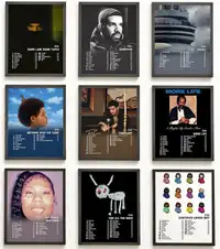 Drake Album Posters "16X20" black framed (Canvas)