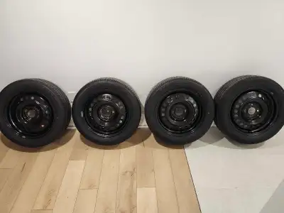 205/55/16 goodyear rsa tires on Nissan sentra 4x 114.3 steel rims, bolt pattern good up to 2012, one...