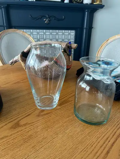 two glass flower vases , View more