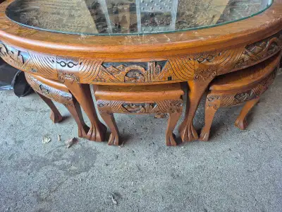 rare Indonesian hand carved coffee table , View more