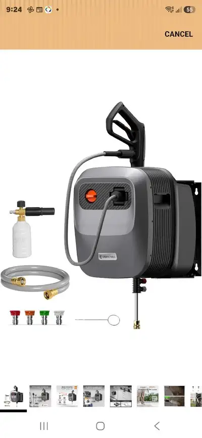 Giraffe Tools Grandfalls Pressure Washer G20 Pro, 2500 PSI 2.2 GPM, Wall Mount Power Washer with 180...