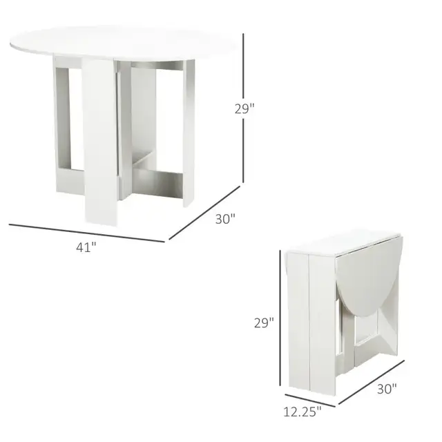 Folding Dining Table, 41" Drop Leaf Table for Small Spaces, Oval in Dining Tables & Sets in Markham / York Region - Image 4