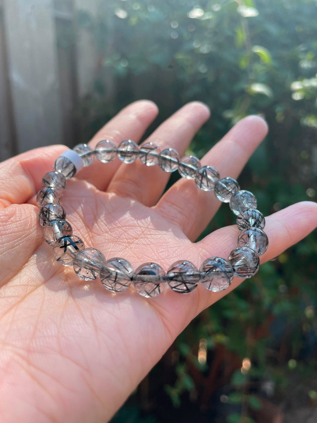 Black Rutilated Quartz Bracelet (8.5 mm and 8mm) in Jewellery & Watches in City of Toronto